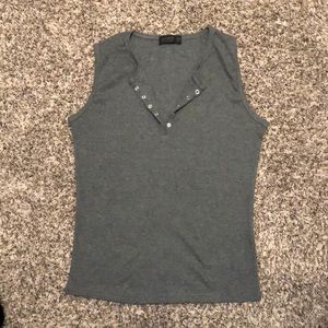 Grey top button town tank top